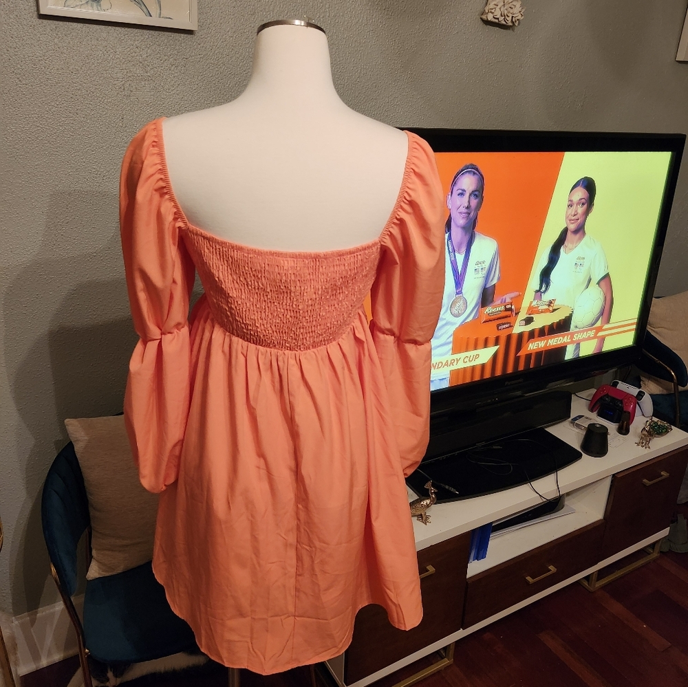 Exlura NWT Boho Peasant Dress Coral Like Color Sz. Small - Picture 10 of 15
